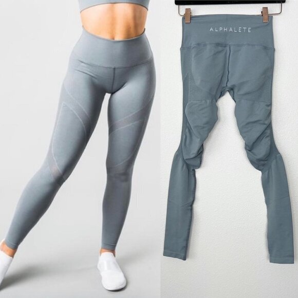 Alphalete Womens Medium Gray Aero Seamless Compression Athletic Leggings - Picture 1 of 8